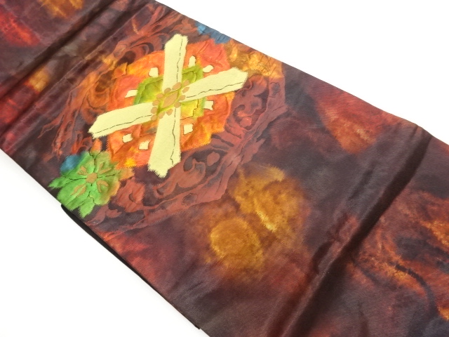 JAPANESE KIMONO / NAGOYA OBI / WOVEN FLOWER CREST 